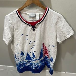 Alfred Dunner Nautical Sailboat Top Sz PL